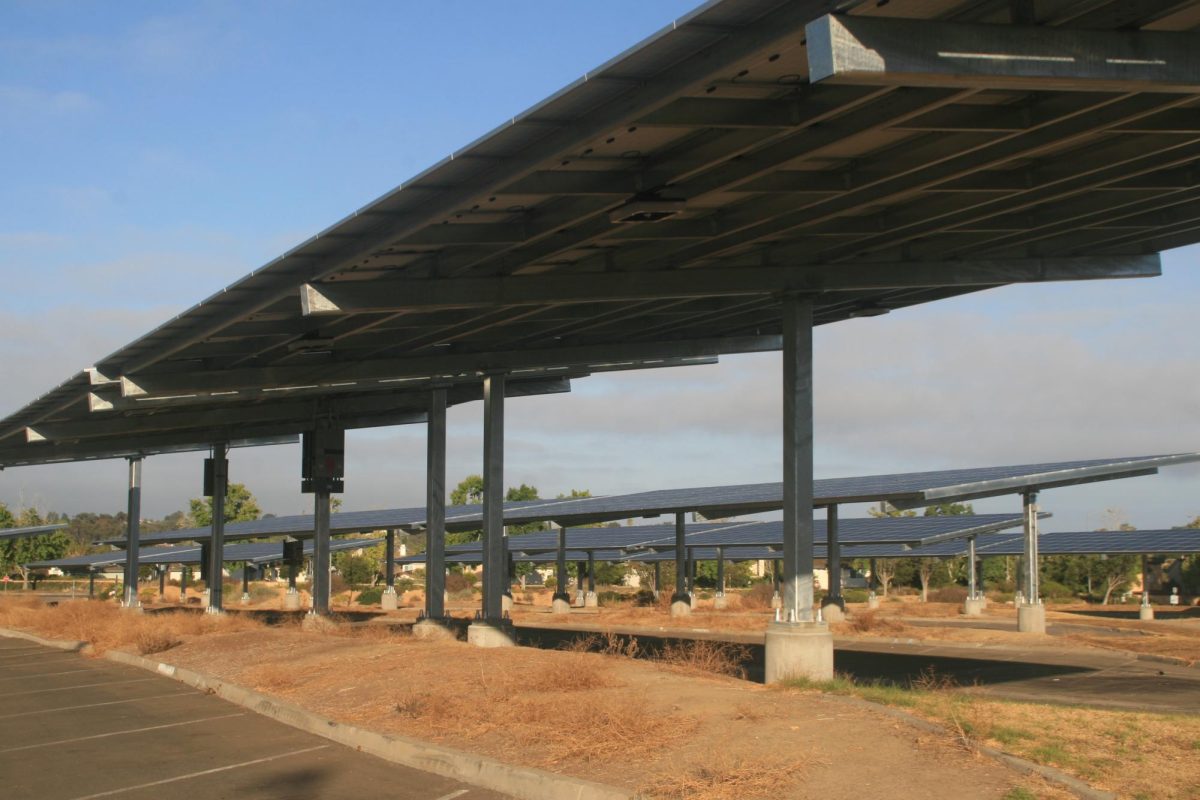 The school's back student parking lot now consists of solar panels. Construction was completed over the 2024 summer.