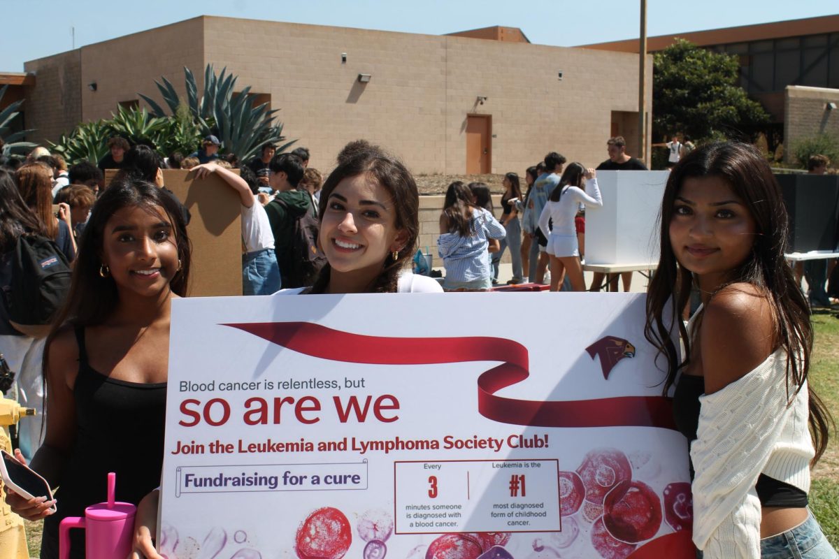 Left to right: Asha Gollapudi (12), Ava DeSanti (12), Anika Iyer (12). They advertised the Leukemia and Lymphoma Society Club.