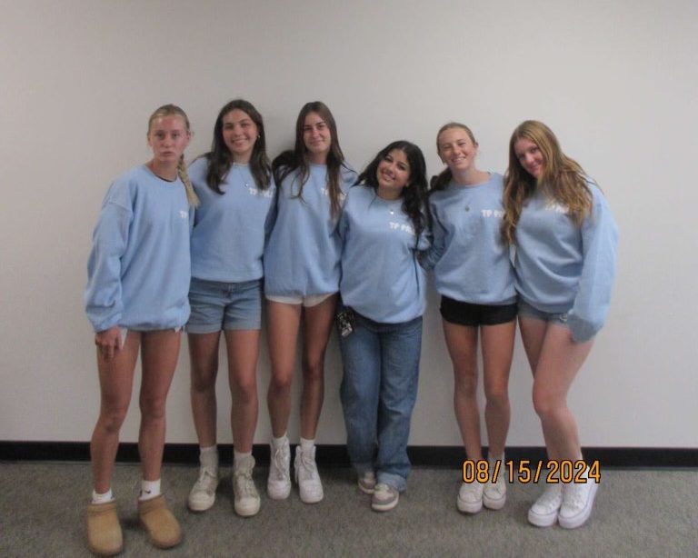 PALs' Outreach Committee is the organizer of the water bottle drive. The drive is held until Oct. 29 and students can drop off items for donation to the Los Angeles homeless community. Left to Right: Aubrie Dingman (10), Sara Messenger (10), Faith Schaffer (12), Shyla Mighdoll (12), Gianna Henderson (10), Ryann Holohan (10). Photo courtesy of Shyla Mighdoll.