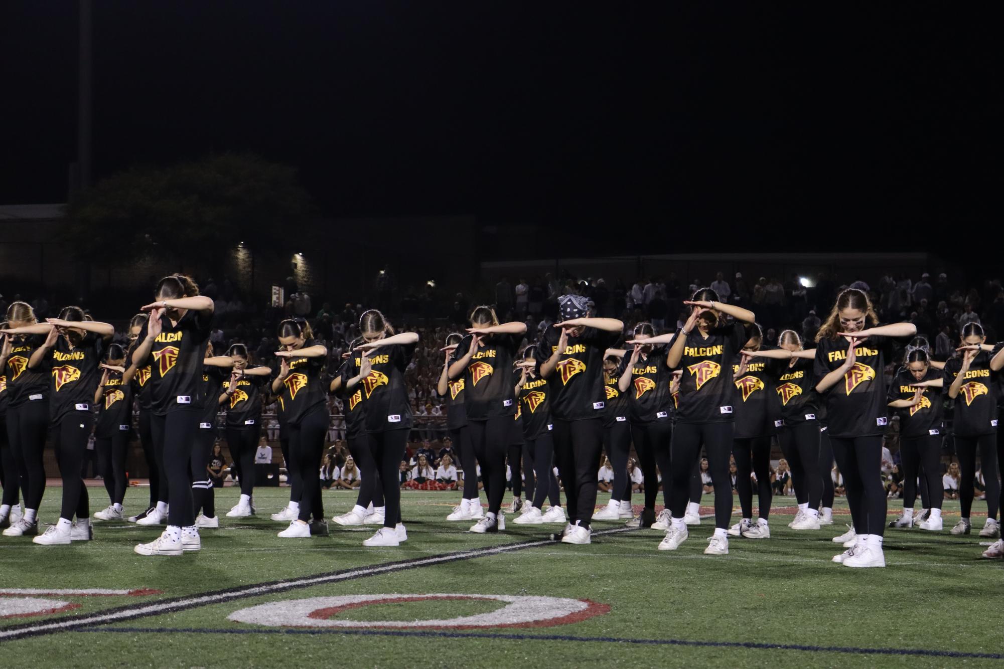 The varsity football team (4-6) lines up for a play against La Costa Canyon High School (10-0). The Falcons fell to their long standing rivals, the Mavericks, on Friday night with a final score of 28-0. 