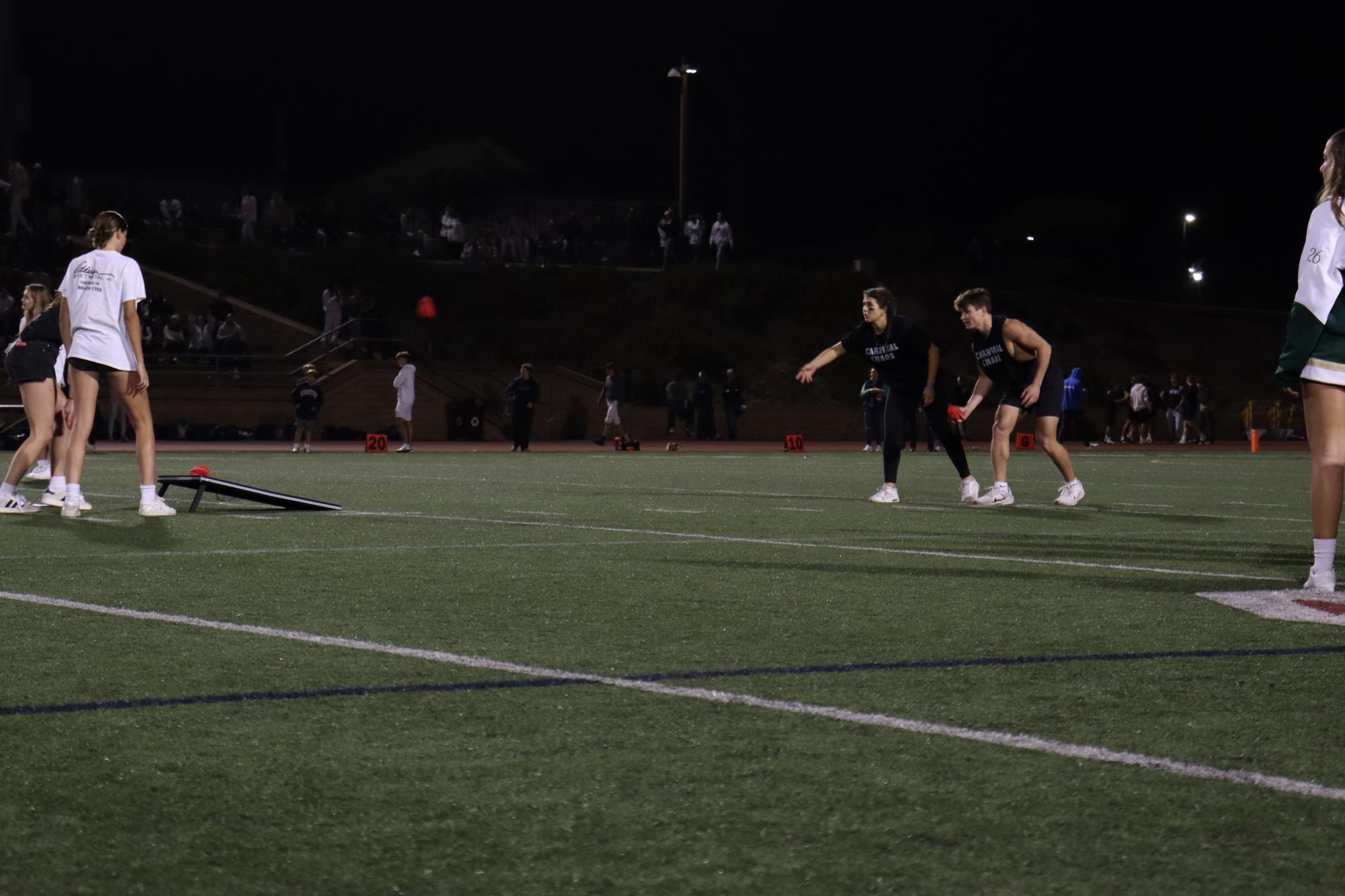 The varsity football team (4-6) lines up for a play against La Costa Canyon High School (10-0). The Falcons fell to their long standing rivals, the Mavericks, on Friday night with a final score of 28-0. 