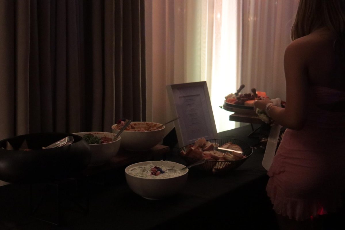 Other contents of the buffet like bread and an array of dips adorns the table. Food was one of the many offerings that adorned this year's Winter Formal.