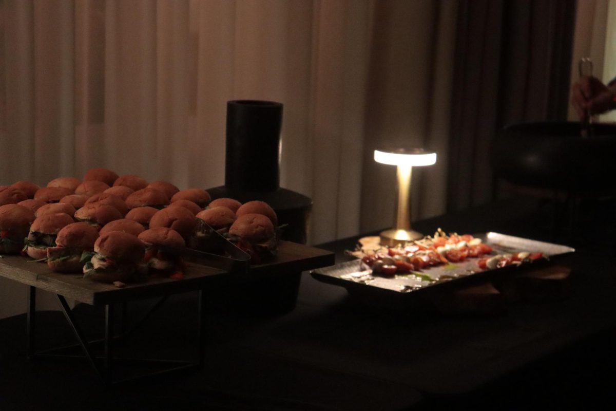 Sliders and various appetizers line the tables. The school held the event at the JULEP Venue. 