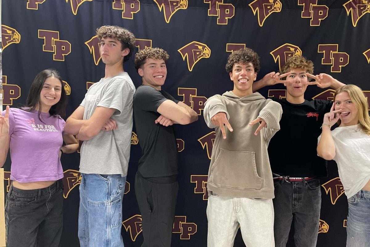 The 2025-26 Associated Student Body executive officers pose for a photo. The executive board includes the ASB President, Vice President, Secretary, Treasurer, Student Member of the SDUHSD School Board and Spirit Commissioner. Left to right: Ella Kaplan (11), Henri Tanghe (11), Zander Ovies (11), Dean Smith (11), Jakob Tu (11) and Greta Rucks (11).