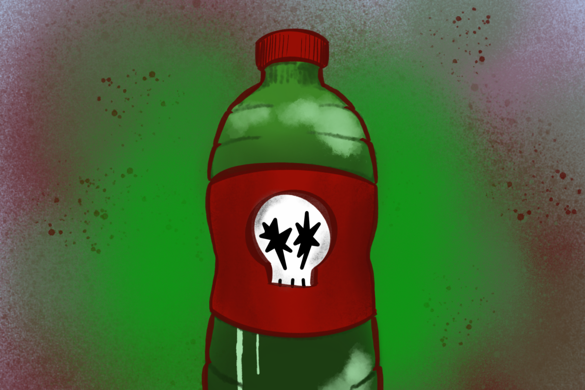 An energy drink can contain anywhere from 150-300 milligrams of caffeine. Excessive energy drink consumption, increasingly common among teenagers and young adults, was linked with health repercussions incuding increased anxiety, risk of serious cardiovascular events and possibility of liver or kidney damage. Art by Gabriela Morillo Dal Piccol.
