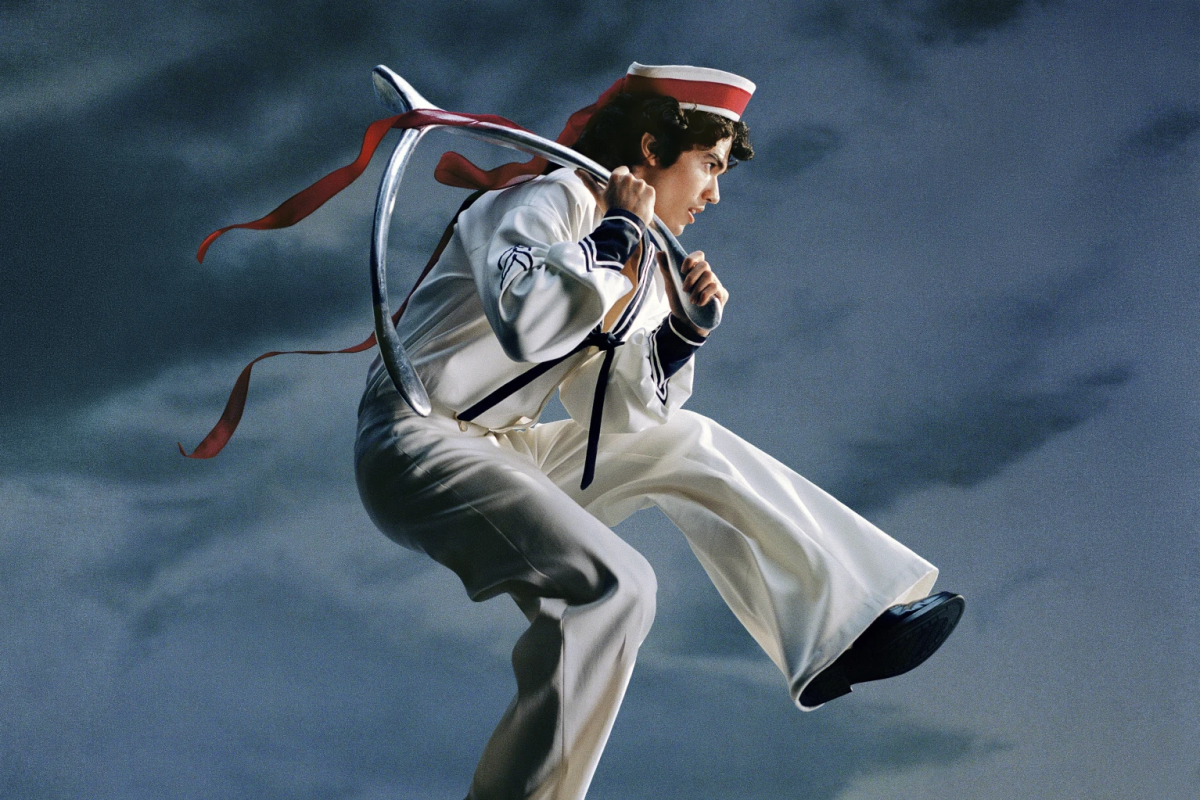 Conan Gray's fourth studio album 'Wishbone' depicts the artist in the sky, dressed in a sailor suit and carrying a wishbone. The album was released on Aug. 15. Photo courtesy of Republic Records via AP. 