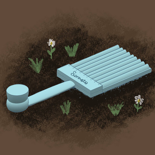 Inspired by Italian ryegrass, Sormeto uses spike shaped "roots" to absorb heavy metals from the soil and transport them across the device through a tube network leading into a pod. The Falconeers aimed to remove toxic pollutants from the soil after wildfires.