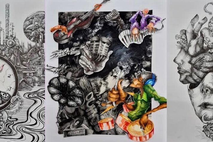 Three pieces of Bokyoung Kim's (11) art that won her the September Artist of the Month title. She has had a rigorous yet short 6 months of work to get to this point.