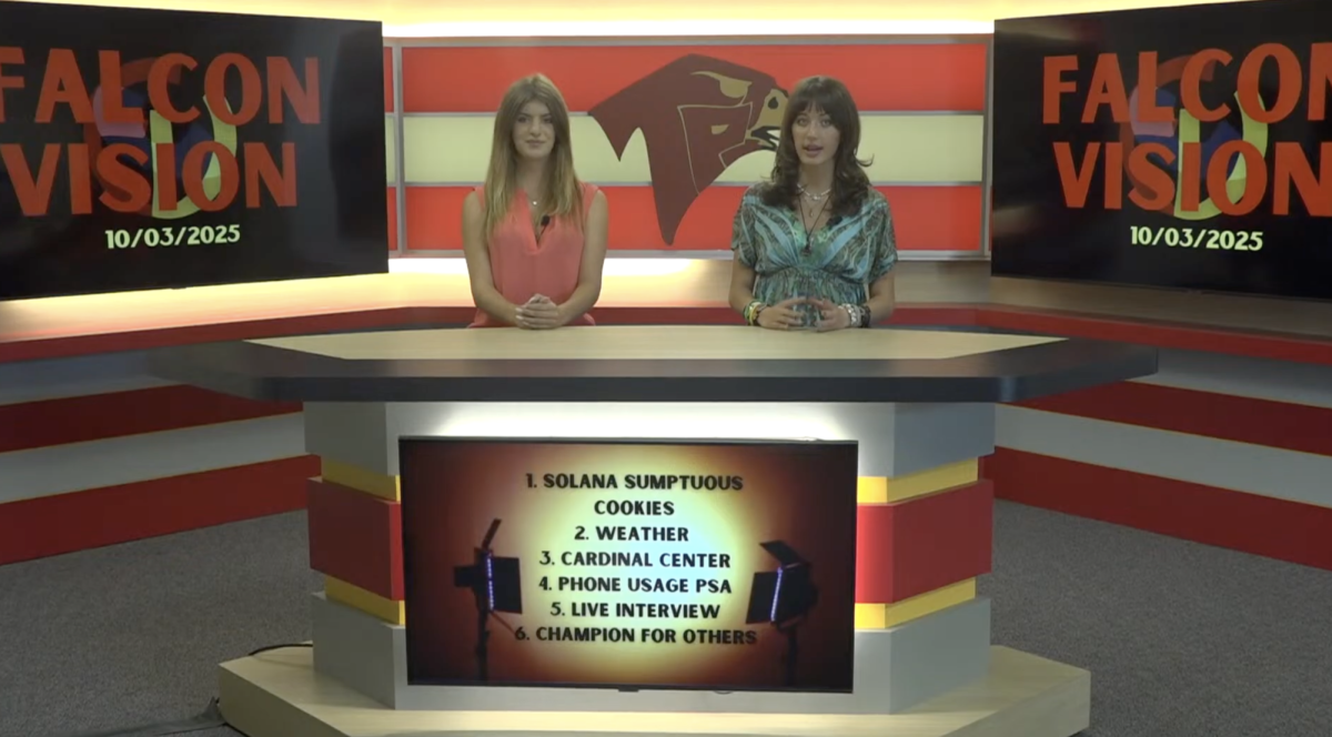 Maddie Guillory and Catalina Baraya anchor today's show. This show aired at 11 a.m. today. Photo courtesy of Chase Clabo. 
