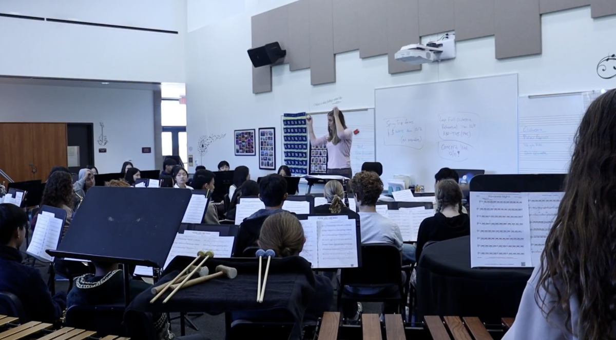 Amy Gelb's directs rehearsal for the winter concert. The winter concert took place on Wednesday. Photo courtesy of Or Nagar. 