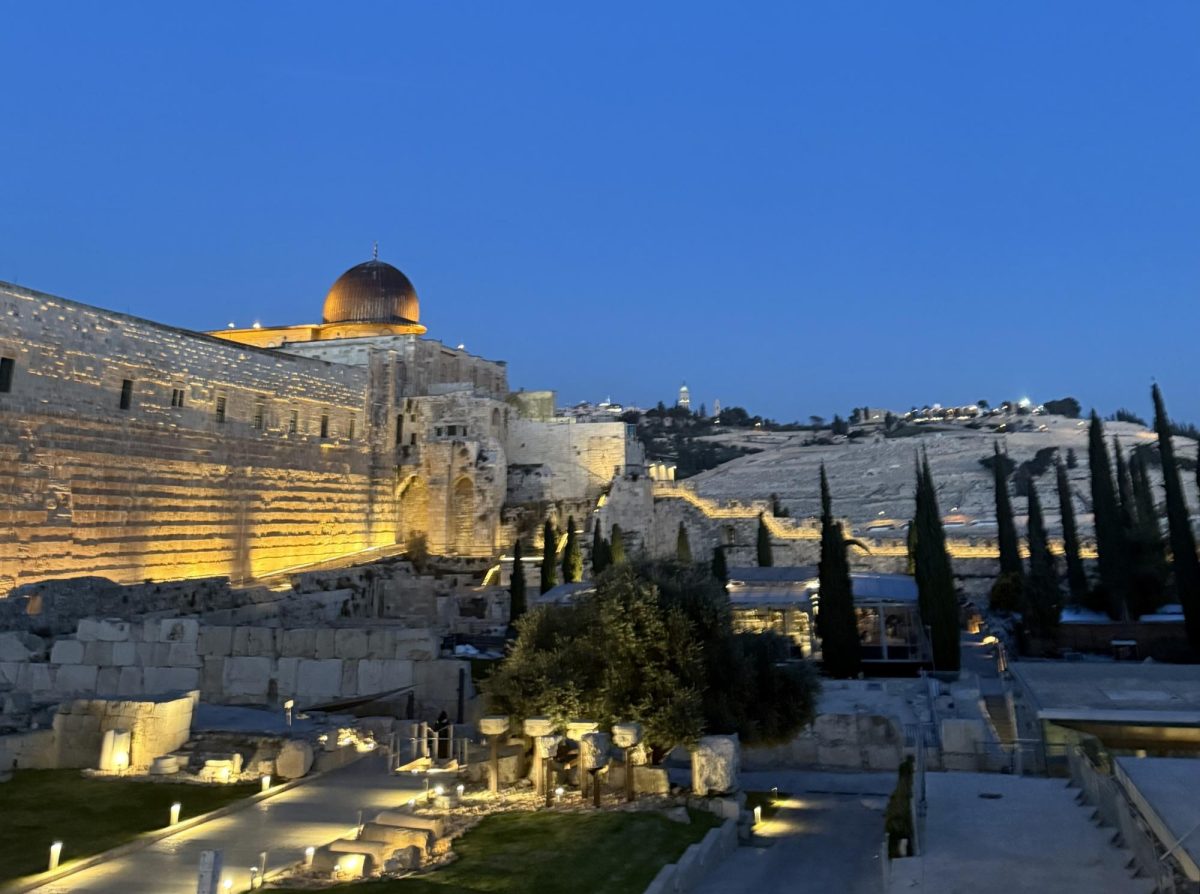 The old city of Jerusalem, Israel is captured at night time. The students on the trip had the opportunity to visit various Holocaust museums and the memorial sites. Photo courtesy of Kiva Saitowitz.