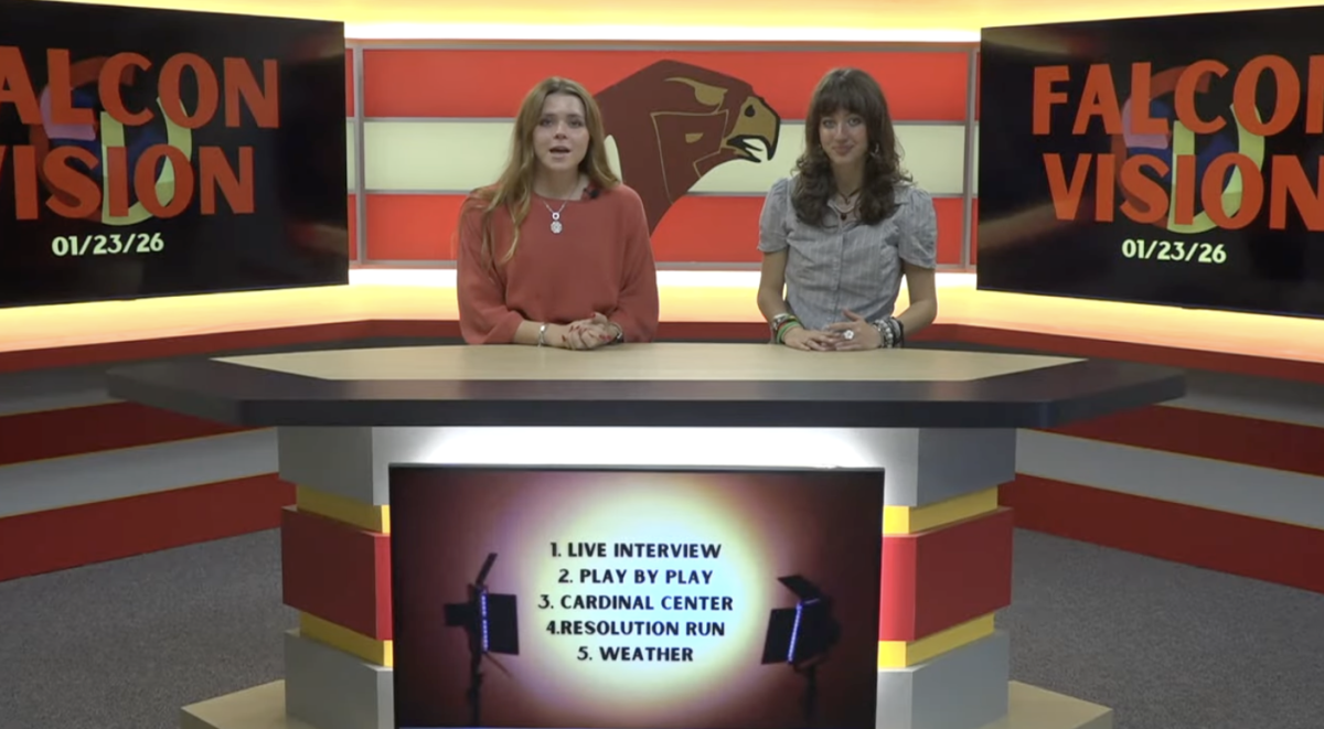 Katerina Wietfeldt and Catalina Baraya anchor the show. This show aired on Jan. 23. Photo courtesy of Chase Clabo.