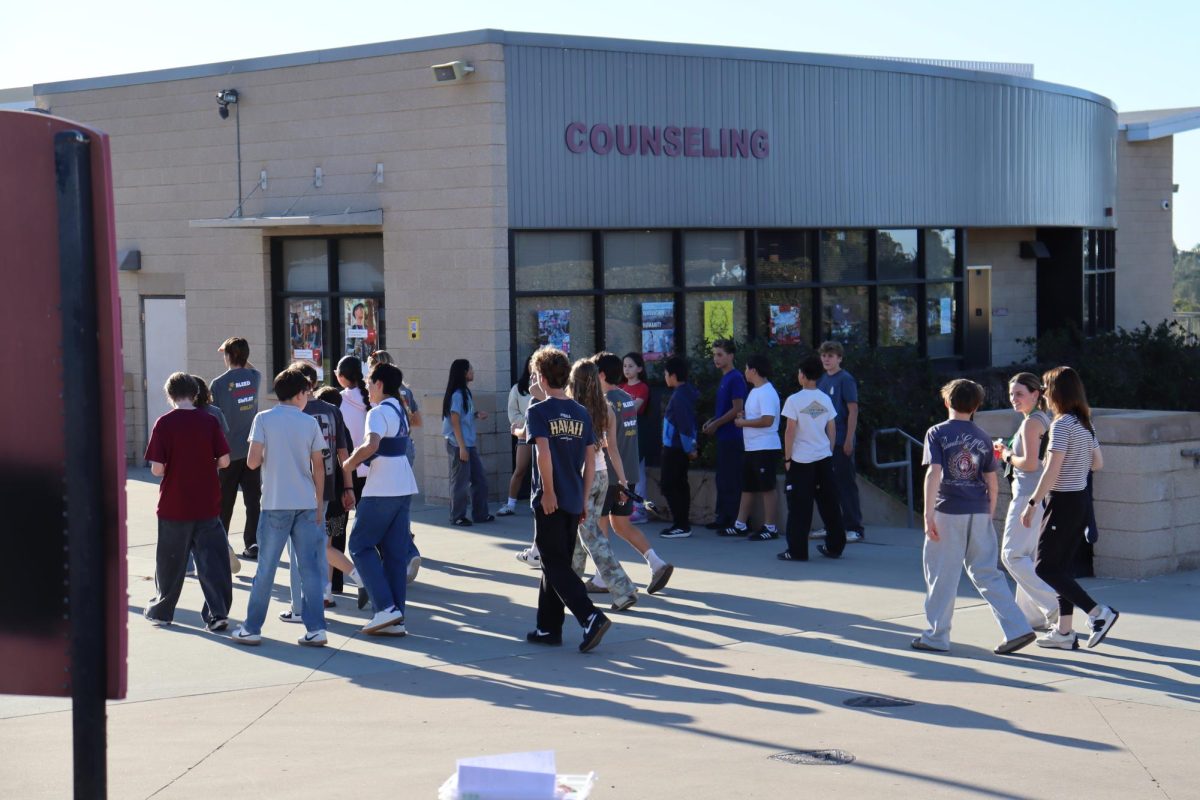 Incoming freshmen and student leaders walk throughout the school's campus. Campus tours are held on select weekdays after school throughout the year.