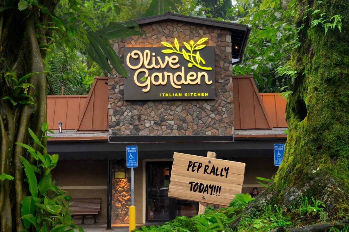 The Associated Student Body hosts the latest pep rally in the Olive Garden. The rally was jungle themed.