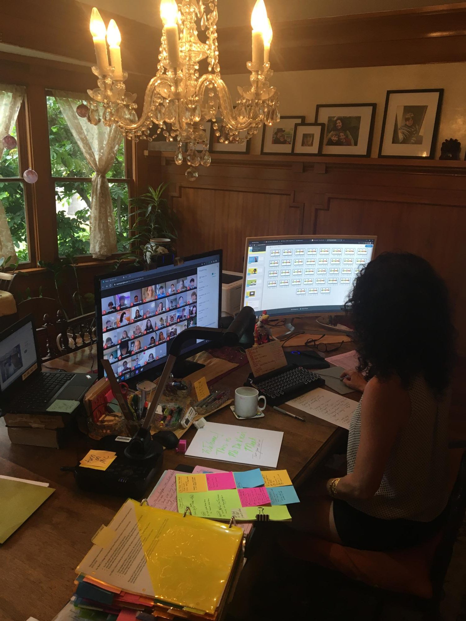 Math 2/3 Honors teacher Kristina DeVico teaches a class online in 2020. DeVico said it was difficult to regulate classes virtually. Photo courtesy of Kristina DeVico.