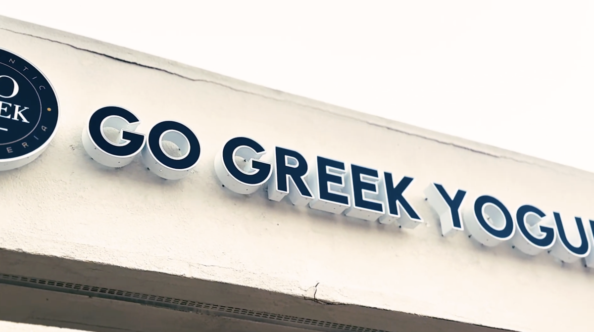 Reporters cover a new greek yogurt shop. Go Greek started in Los Angeles. Photo courtesy of Cade Barber. 