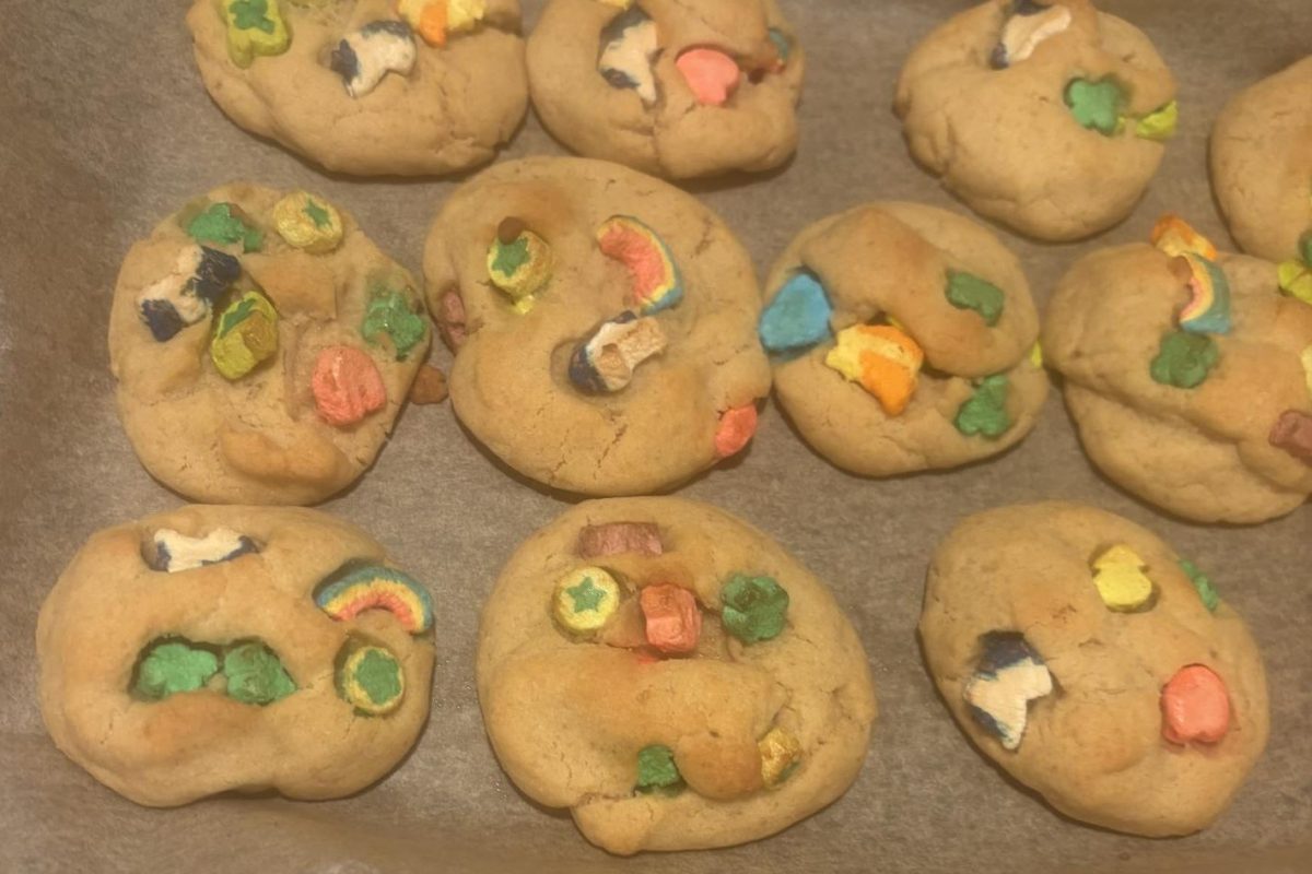 This spring-themed cookie recipe satisfies sweet tooth. Filled with Lucky Charm marshmallows, they were a festive seasonal treat.