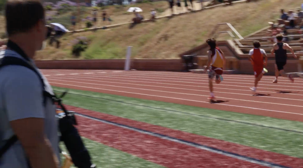 Satoru Britton starts running on Ed Burke field. Britton started running track in the sixth grade. 
