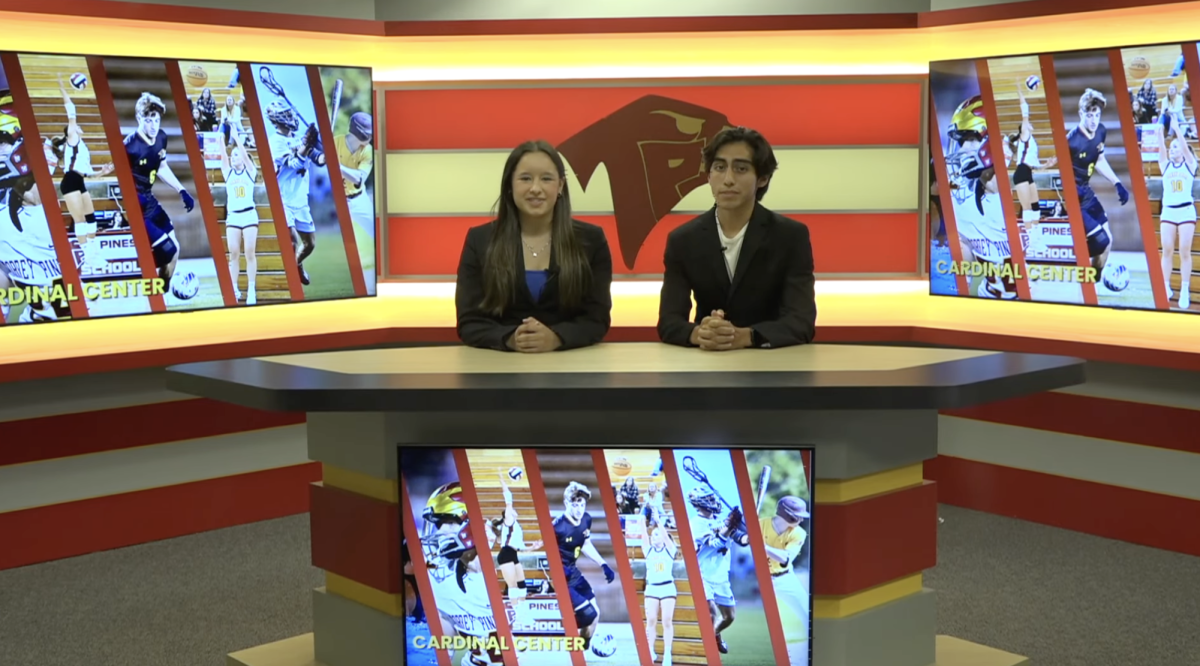 Hailey Godinez and Matthew Mendez anchor today's show. The show took place during third period. Photo courtesy of Bailey Dotters.